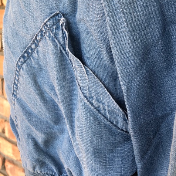 Lightweight denim color zip up bomber jacket - Picture 4 of 9